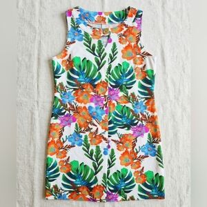 Colorful Vibrant Summer Spring Floral Button Collar Mini Dress Size 6